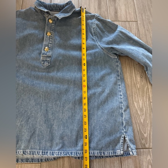 Lane Bryant|Dark Blue Denim Top with boho gold buttons,oversized boyfriend fit• - Picture 10 of 13